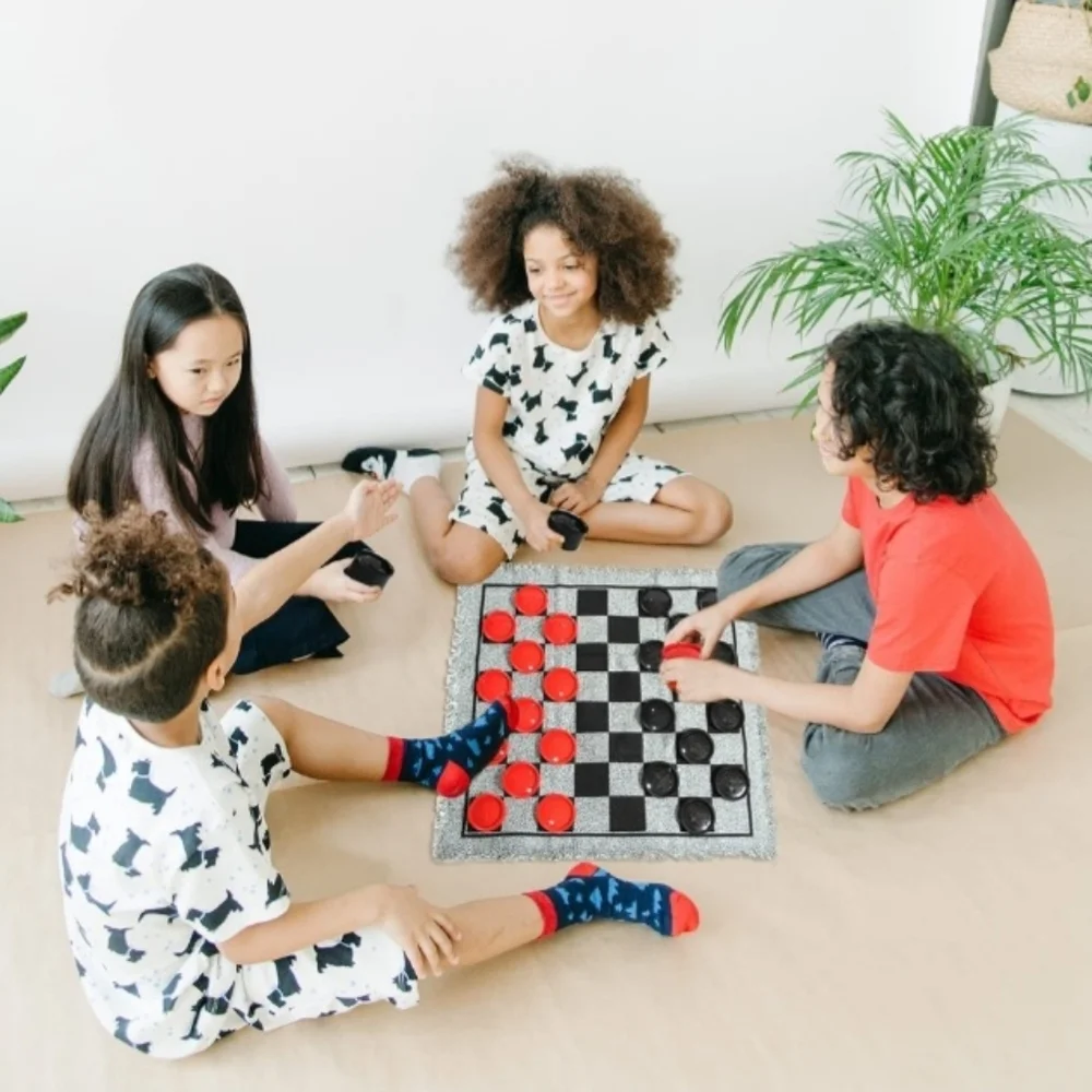 GIANT Checker Board Game Rug with Carrying Bag